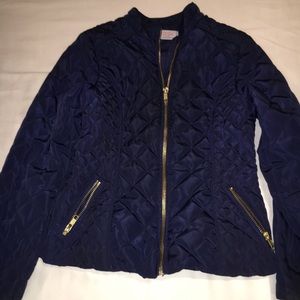 Girls navy blue quilted jacket size 7-8